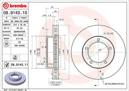 brembo BRAKE DISC トヨタ ランドクルーザー/ランドクルーザーシグナス UZJ100W/HDJ101K 1998/01〜2007/08 フロント左右セット 09.9143.10