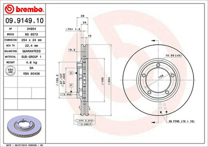 brembo BRAKE DISC ミツビシ デリカスペースギア PA4W/PA5W 1994/05〜2007/01 フロント左右セット 09.9149.10
