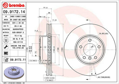 brembo BRAKE DISC BMW 6シリーズ E63/E64 EH30 2004〜 フロント左右セット 09.9172.11