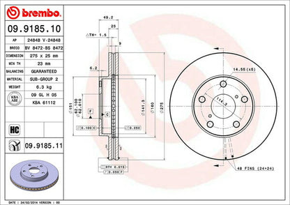 brembo BRAKE DISC トヨタ マークIIブリット GX110W 2002/01〜2007/06 フロント左右セット 09.9185.10
