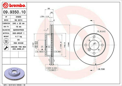 brembo BRAKE DISC スズキ カルタス/カルタスクレセント/カルタスエスティーム GC41W 1995/01〜2002/08 フロント左右セット 09.9350.10