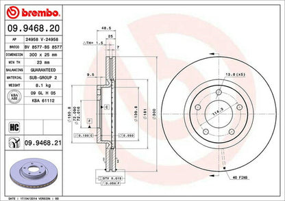 brembo BRAKE DISC マツダ アクセラ/アクセラスポーツ BK3P 2003/10〜2009/06 フロント左右セット 09.9468.20