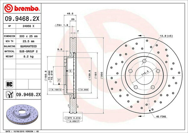 brembo XTRA BRAKE DISC マツダ ビアンテ CCEFW/CCEAW/CC3FW/CCFFW 2008/05〜 フロント左右セット 09.9468.2X