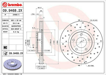 brembo XTRA BRAKE DISC マツダ プレマシー CR3W 2005/02〜2010/07 フロント左右セット 09.9468.2X