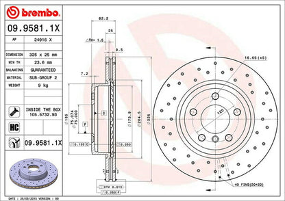brembo XTRA BRAKE DISC BMW X3 E83 PA25/PC25 2004/06〜2011/03 フロント左右セット 09.9581.1X