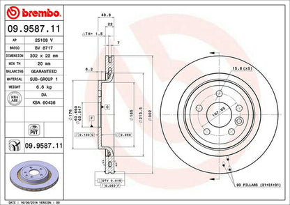 brembo BRAKE DISC VOLVO XC70 BB6304TXC 2009/07〜 リア左右セット 09.9587.11