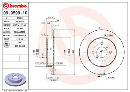 brembo BRAKE DISC スズキ Kei HN22S 2001/03〜 フロント左右セット 09.9599.10