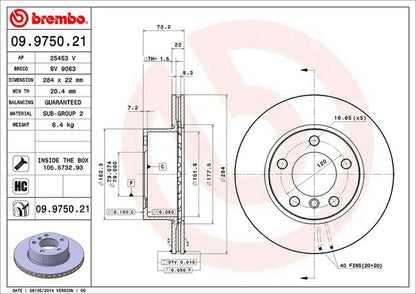 brembo BRAKE DISC BMW 1シリーズ F20 1A16 2011/10〜2012/03 フロント左右セット 09.9750.21