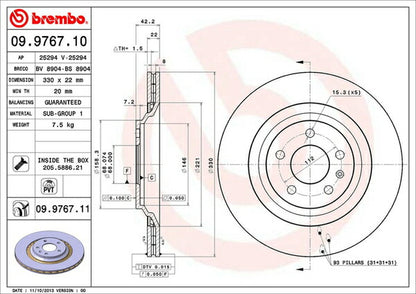brembo BRAKE DISC AUDI S6 4FBXAS 2006/07〜2012/08 リア左右セット 09.9767.11