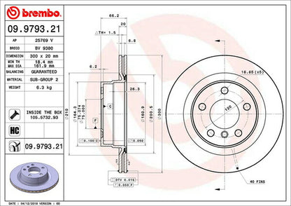 brembo BRAKE DISC BMW 2シリーズ F22/F23(クーペ) 1J20 2014/03〜 リア左右セット 09.9793.21