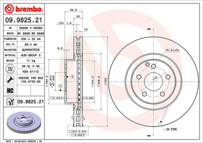 brembo BRAKE DISC MERCEDES BENZ GLKクラス X204 204981 2008/10〜2012/07 フロント左右セット 09.9825.21