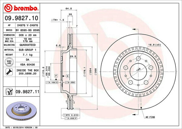 brembo BRAKE DISC VOLVO XC90 CB6294AW 2003/05〜2006/10 リア左右セット 09.9827.11