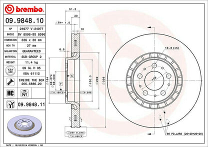 brembo BRAKE DISC VOLVO XC90 CB5254AW 2003/05〜2006/10 フロント左右セット 09.9848.11