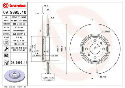brembo BRAKE DISC RENAULT グランセニック JMF4 2005/09〜 フロント左右セット 09.9895.11