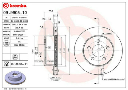 brembo BRAKE DISC JEEP チェロキー 7M/7MX 1999/12〜2001 フロント左右セット 09.9905.11