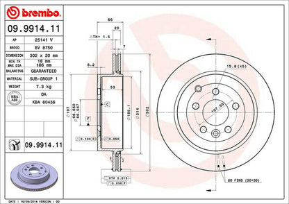 brembo BRAKE DISC LAND ROVER フリーランダー2 LF32 2006/07〜2013/01 リア左右セット 09.9914.11