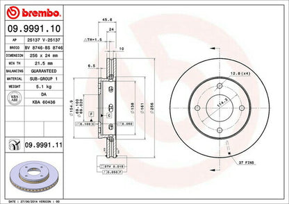 brembo BRAKE DISC SMART ForFour 454031/454032 2004〜2007 フロント左右セット 09.9991.11