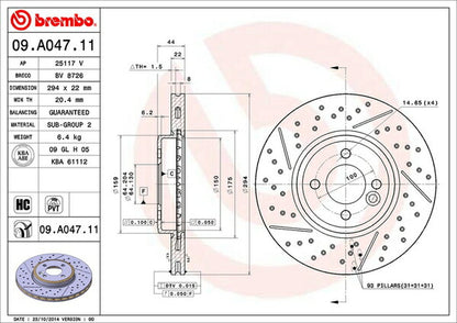 brembo BRAKE DISC MINI R55(クラブマン) ML16 2007/10〜2010/04 フロント左右セット 09.A047.11