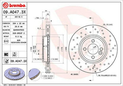 brembo XTRA BRAKE DISC MINI R59(ロードスター) SY16S 2012/01〜 フロント左右セット 09.A047.3X