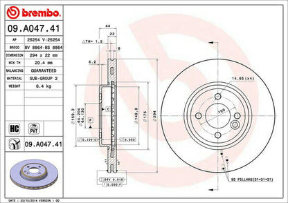 brembo BRAKE DISC MINI R50/R52/R53 RA16/RE16/RF16/RH16 2002/03〜2006/07 フロント左右セット 09.A047.41