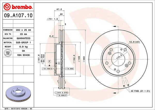 brembo BRAKE DISC ホンダ クロスロード RT1 2007/02〜2010/08 フロント左右セット 09.A107.10
