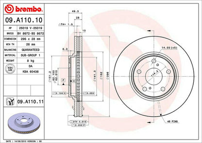 brembo BRAKE DISC トヨタ ハリアー SXU10W 1997/12〜2003/02 フロント左右セット 09.A110.10