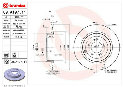 brembo BRAKE DISC ミツビシ ランサーエボリューションX CZ4A 2007/10〜 リア左右セット 09.A197.11