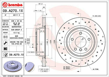 brembo XTRA BRAKE DISC BMW 3シリーズ E91(ツーリング) UV35 2010/05〜 リア左右セット 09.A270.1X