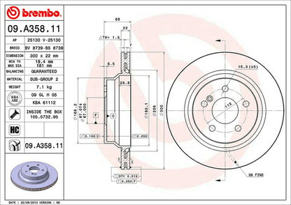 brembo BRAKE DISC MERCEDES BENZ Eクラス W212(ワゴン) 212287C 2010/02〜2011/10 リア左右セット 09.A358.11