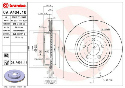 brembo BRAKE DISC CHRYSLER 300C ツーリング LX35/LE35T 2005/02〜2011 フロント左右セット 09.A404.11