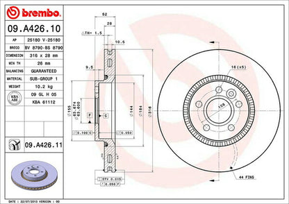 brembo BRAKE DISC VOLVO XC70 BB420XC 2014/12〜 フロント左右セット 09.A426.11
