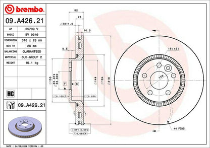 brembo BRAKE DISC VOLVO V60 FB420 2014/02〜 フロント左右セット 09.A426.21