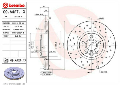 brembo XTRA BRAKE DISC LAND ROVER レンジローバー イヴォーク LV2A 2012/03〜2015/09 フロント左右セット 09.A427.1X