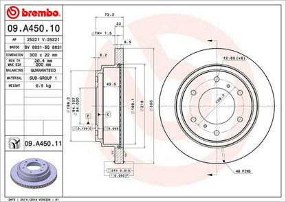 brembo BRAKE DISC ミツビシ パジェロ V73W/V75W/V77W/V78W 1999/06〜2006/08 リア左右セット 09.A450.10