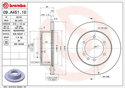 brembo BRAKE DISC ニッサン サファリ WYY60/WRY60/WRGY60/CRGY60/VRY60/VRGY60/FGY60/MRY60 1987/10〜1998/03 リア左右セット 09.A451.10
