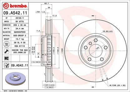 brembo BRAKE DISC BMW X5 E53 FA48 2004/05〜2007/05 フロント左右セット 09.A542.11