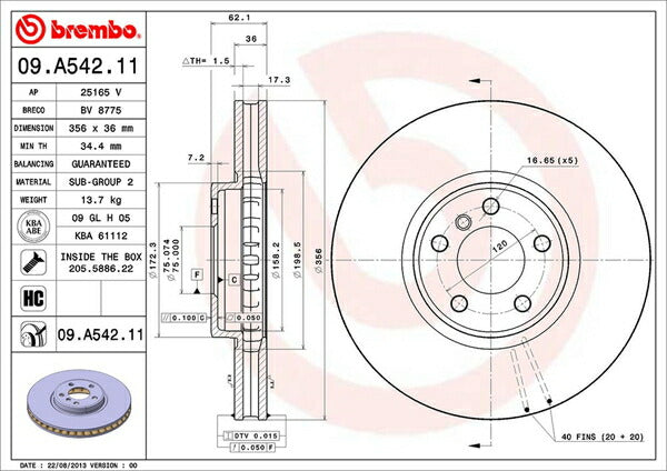 brembo BRAKE DISC BMW X5 E53 FB46 2001/10〜2004/04 フロント左右セット 09.A542.11
