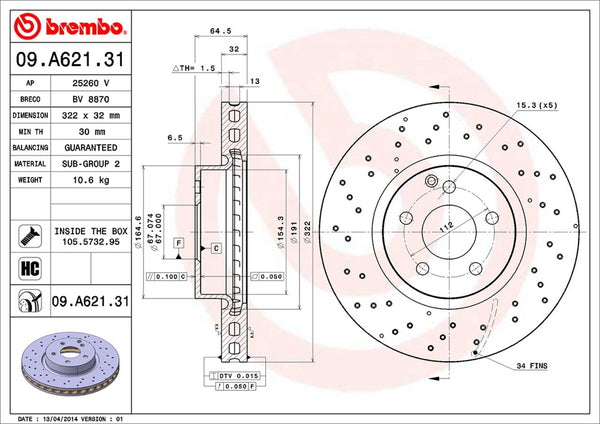 brembo BRAKE DISC メルセデス・ベンツ Cクラス W204(セダン) 204054