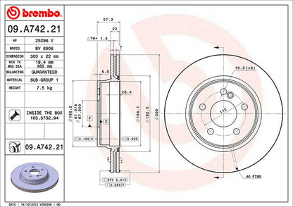 brembo BRAKE DISC MERCEDES BENZ Eクラス W124 124036 1994〜1995 リア左右セット 09.A742.21