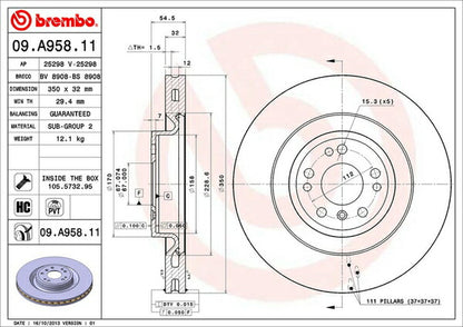 brembo BRAKE DISC MERCEDES BENZ GLクラス X166 166824 2015/01〜2016/04 フロント左右セット 09.A958.11