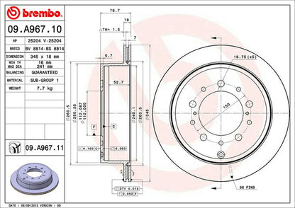 brembo BRAKE DISC レクサス LX570 URJ201W 2015/09〜 リア左右セット 09.A967.11