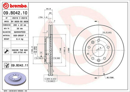 brembo BRAKE DISC マツダ ロードスター/ユーノスロードスター NCEC 2005/06〜2015/05 フロント左右セット 09.B042.11