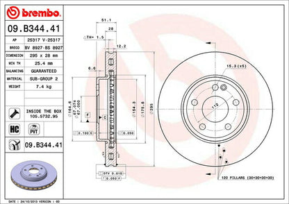brembo BRAKE DISC MERCEDES BENZ Aクラス W176 176042 2013/01〜 フロント左右セット 09.B344.41