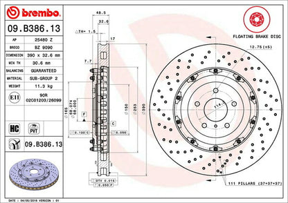 brembo フローティングディスク ニッサン GT-R R35 2010/11〜 フロント左右セット 09.B386.13