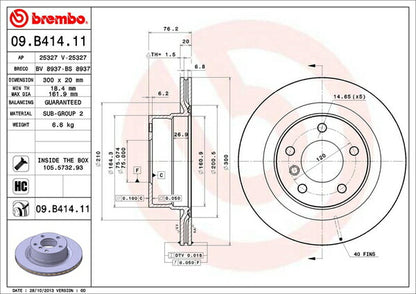 brembo BRAKE DISC BMW 1シリーズ E88 UL20 2008/03〜2010/04 リア左右セット 09.B414.11