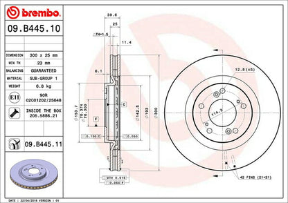 brembo BRAKE DISC ホンダ S2000 AP1/AP2 1999/04〜2009/09 フロント左右セット 09.B445.11