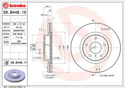 brembo BRAKE DISC ニッサン フェアレディZ Z33/HZ33 2002/08〜2005/09 フロント左右セット 09.B446.11