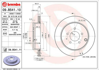 brembo BRAKE DISC マツダ CX-7 ER3P 2006/12〜 リア左右セット 09.B541.11