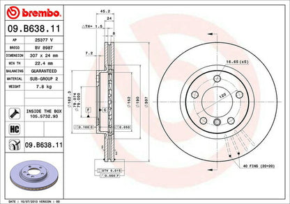 brembo BRAKE DISC MINI R60(クロスオーバー) XDJCW 2011/01〜 フロント左右セット 09.B638.11