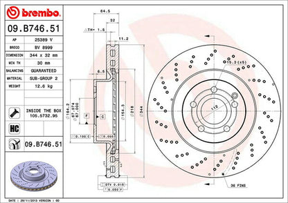 brembo BRAKE DISC MERCEDES BENZ Eクラス W212(セダン) 212059C 2011/11〜 フロント左右セット 09.B746.51